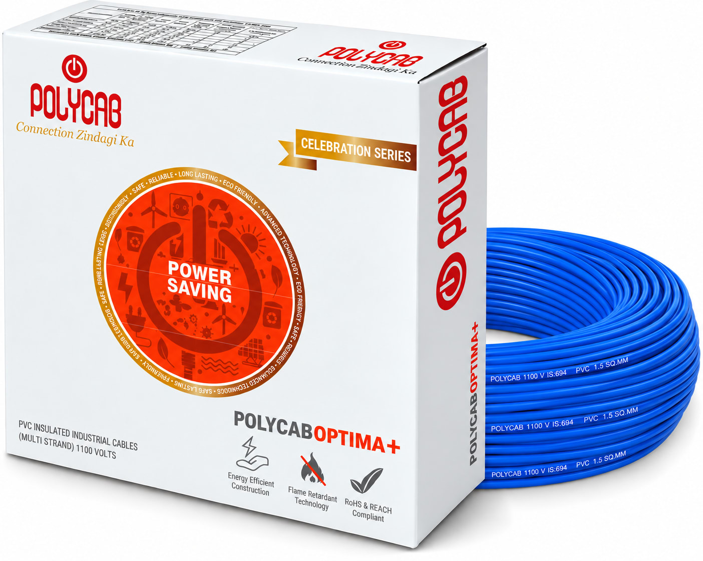 Polycab-Optima+ 1.5 Sqmm Copper Wire-90mtr bundel – Blue