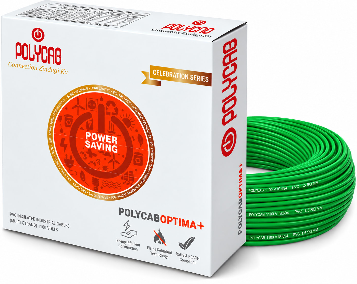 Polycab-Optima+ 1.5 Sqmm Copper Wire-90mtr bundel – Green