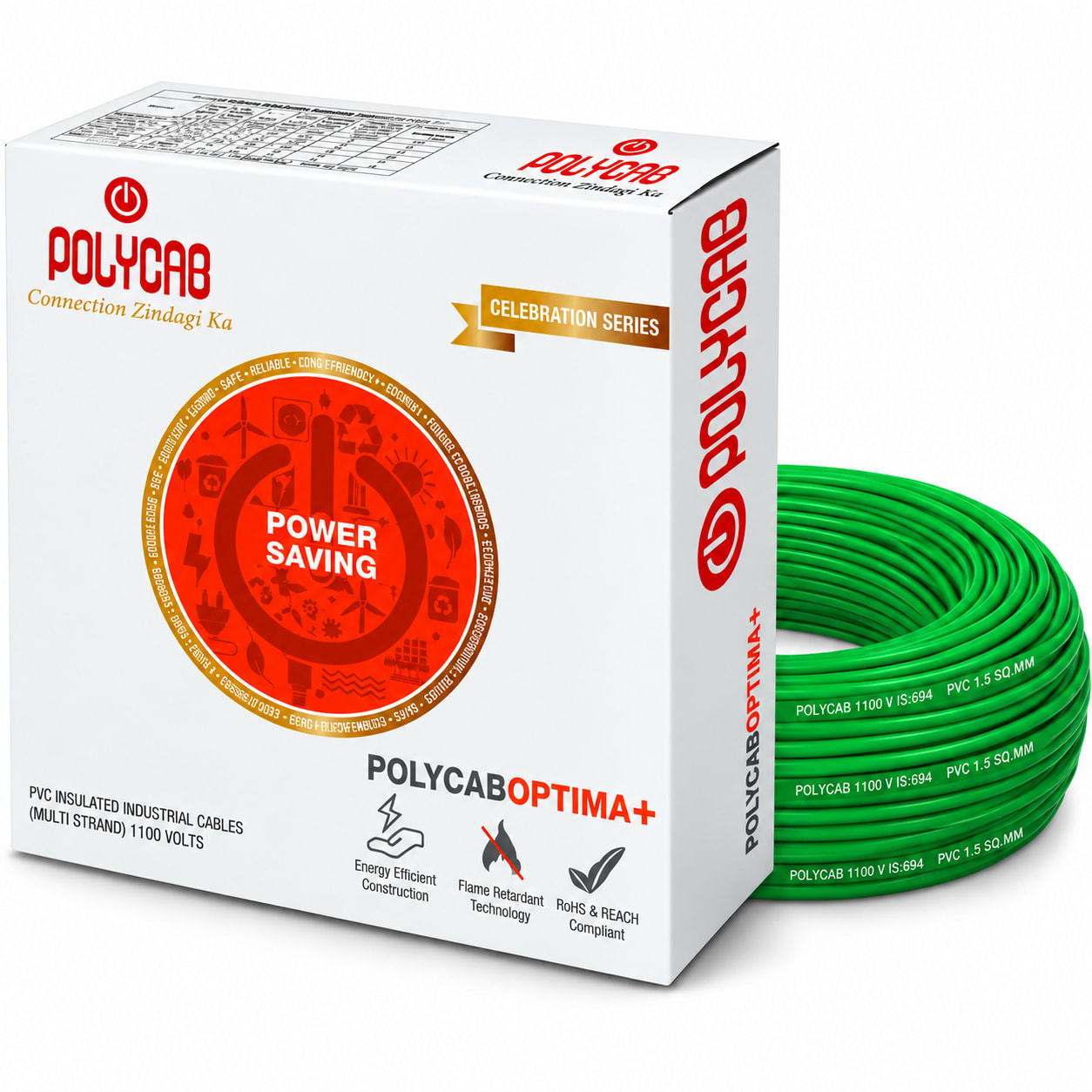 Polycab-Optima+ 2.5 Sqmm Copper Wire-90mtr bundel – Green