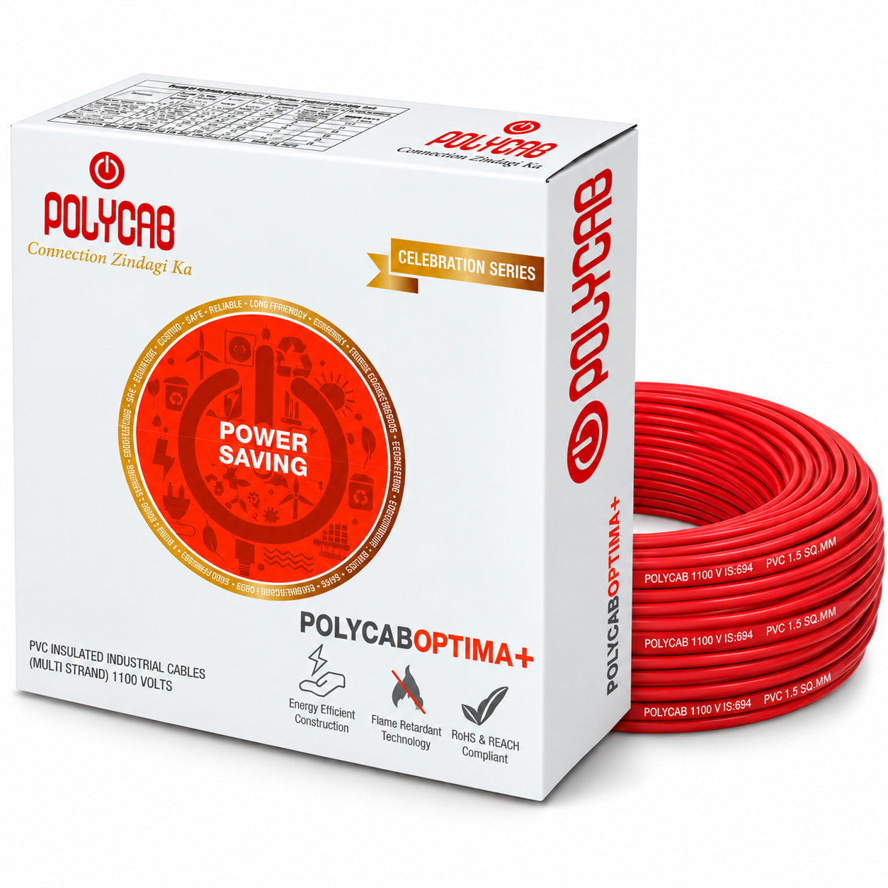 Polycab-Optima+ 2.5 Sqmm Copper Wire-90mtr bundel – Red