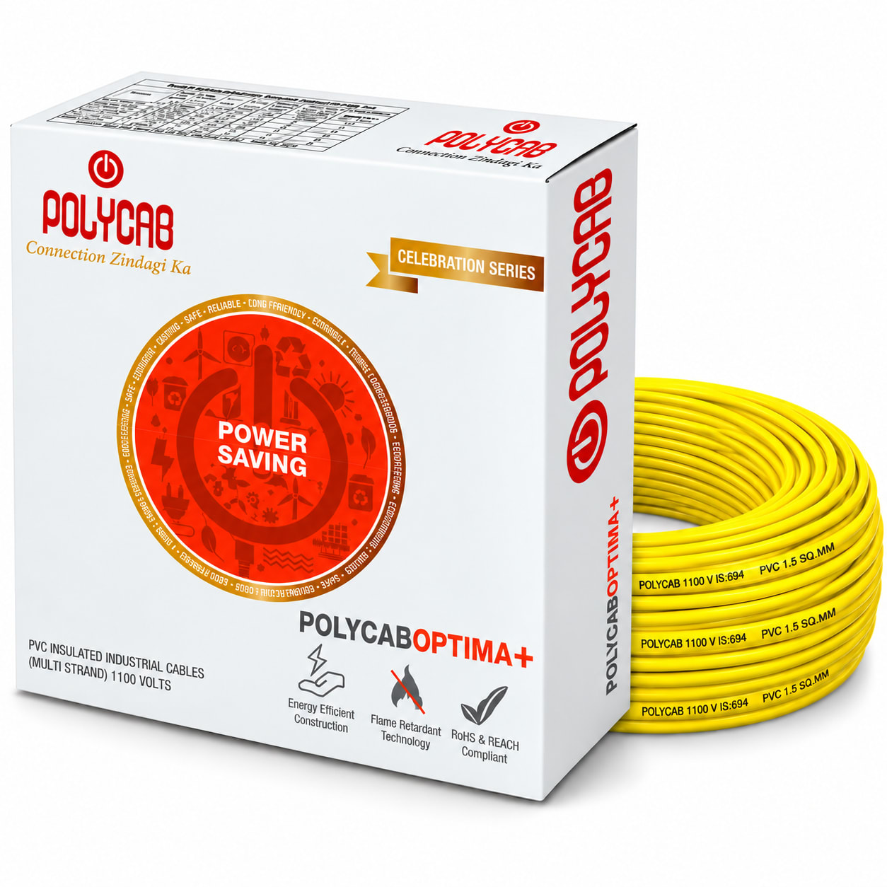Polycab-Optima+ 2.5 Sqmm Copper Wire-90mtr bundel – Yellow