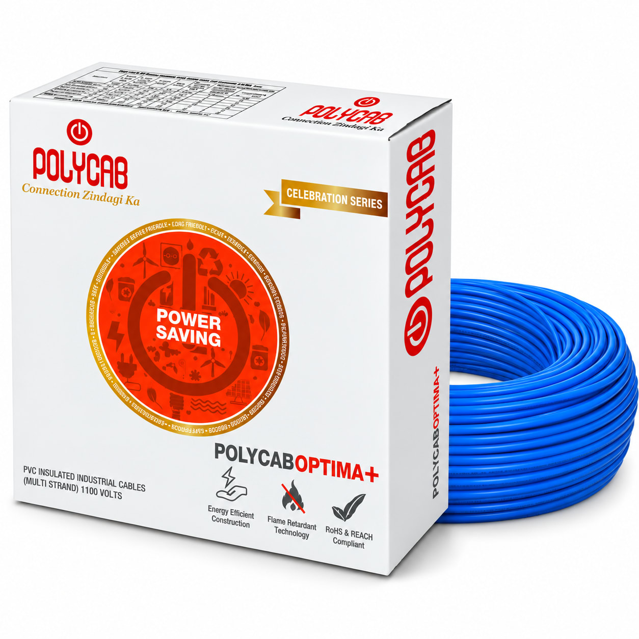 Polycab-Optima+ 4.0 Sqmm Copper Wire-90mtr bundel – Blue