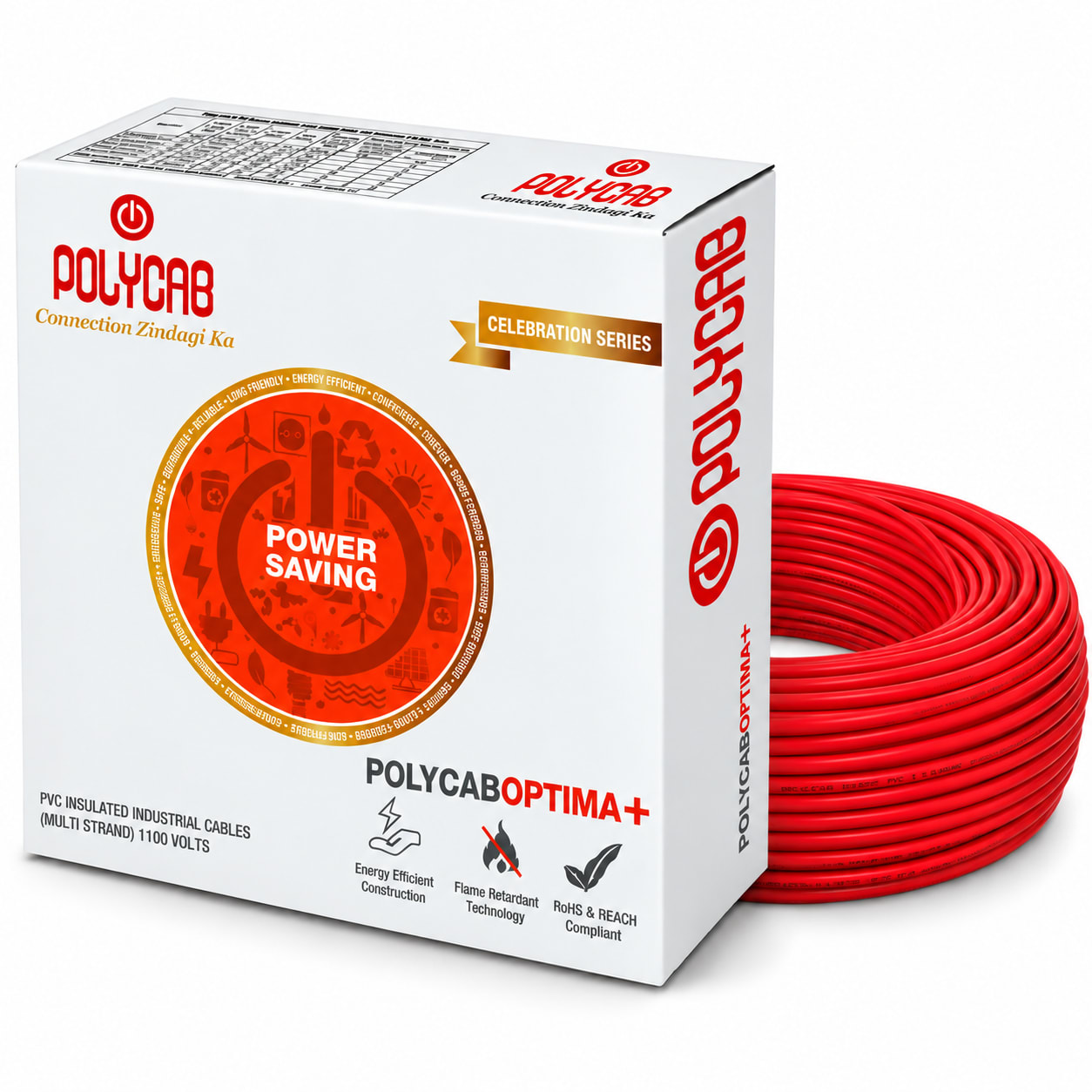 Polycab-Optima+ 4.0 Sqmm Copper Wire-90mtr bundel – Red