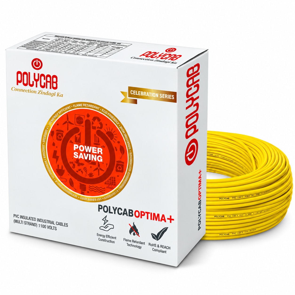 Polycab-Optima+ 6.0 Sqmm Copper Wire-90mtr bundel – Yellow