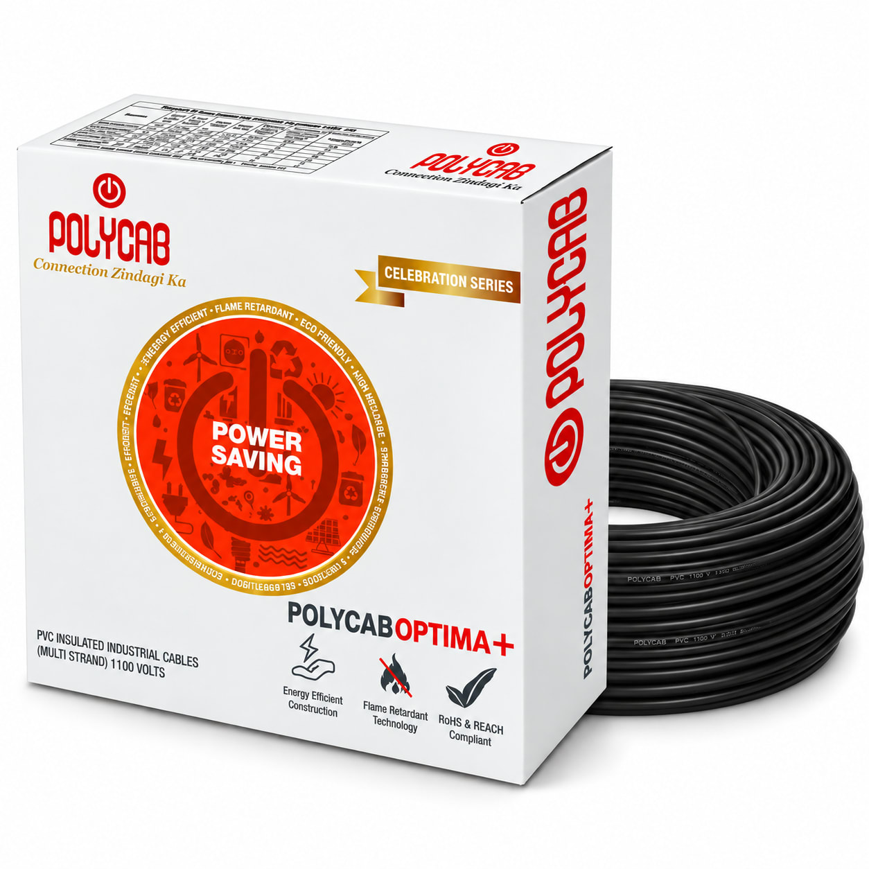 Polycab-Optima+ 6.0 Sqmm Copper Wire-90mtr bundel – Black