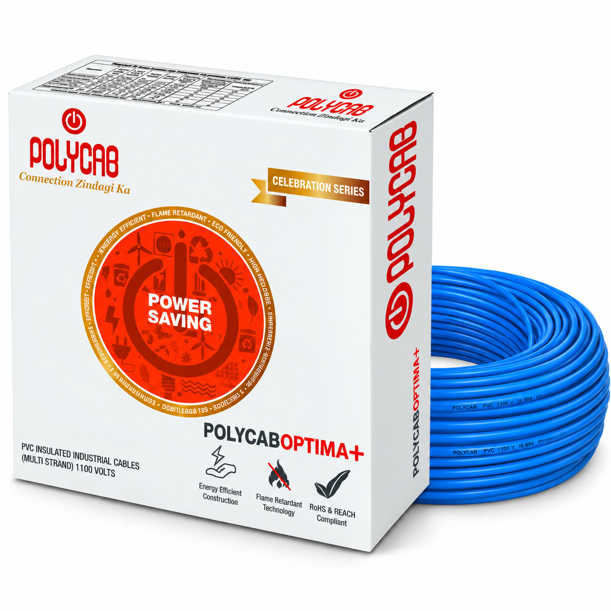 Polycab-Optima+ 6.0 Sqmm Copper Wire-90mtr bundel – Blue