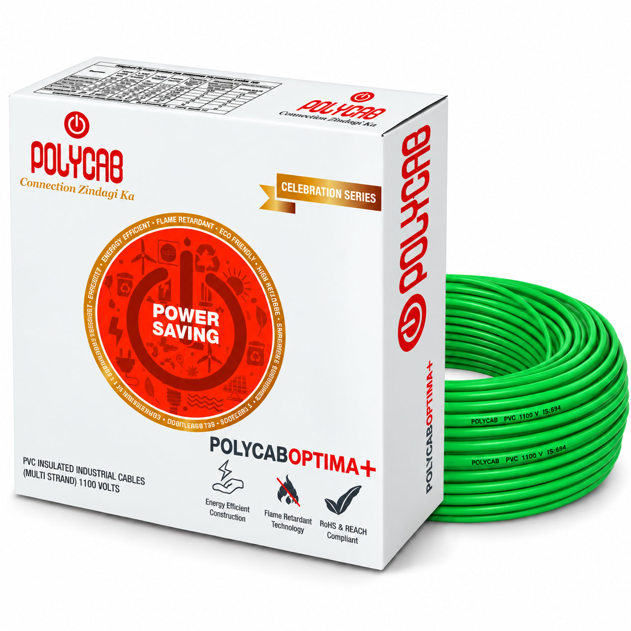 Polycab-Optima+ 6.0 Sqmm Copper Wire-90mtr bundel – Green
