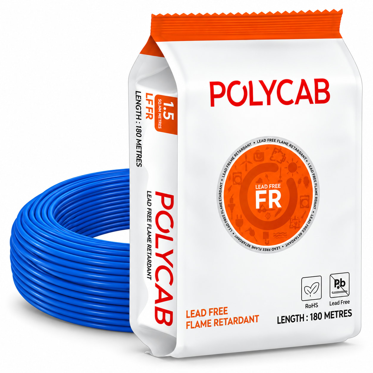 Polycab-LF FR 1.5 Sqmm Copper Wire-180mtr bundel – Blue