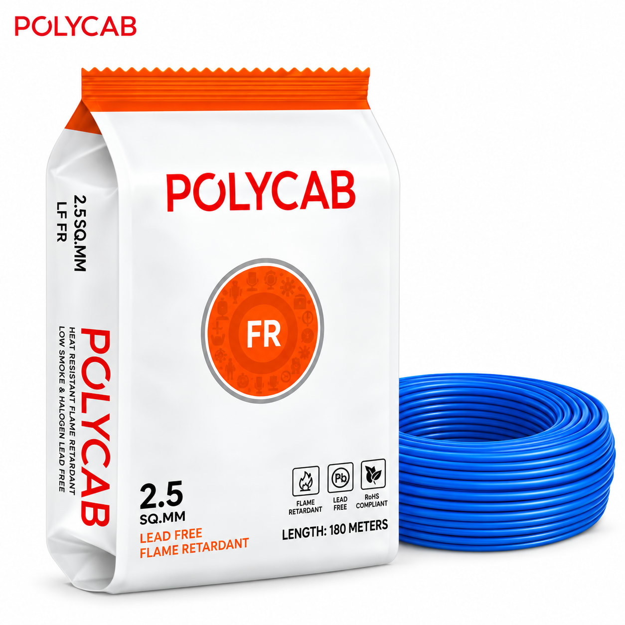 Polycab-LF FR 2.5 Sqmm Copper Wire-180mtr bundel – Blue