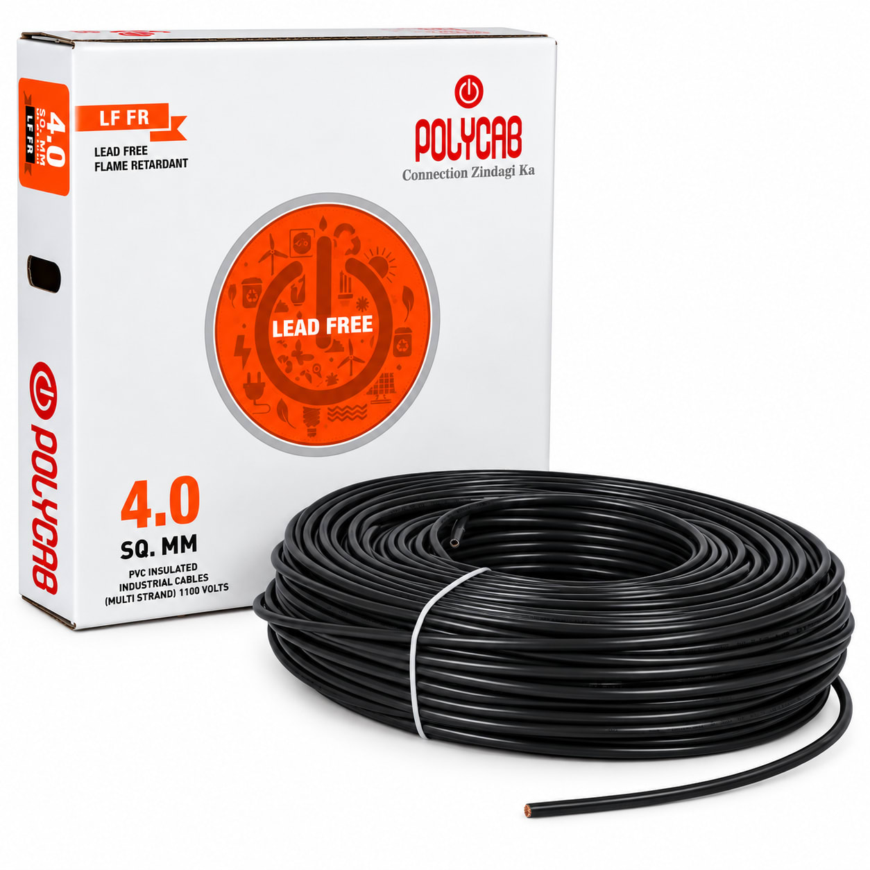 Polycab-LF FR 4.0 Sqmm Copper Wire-180mtr bundel – Black