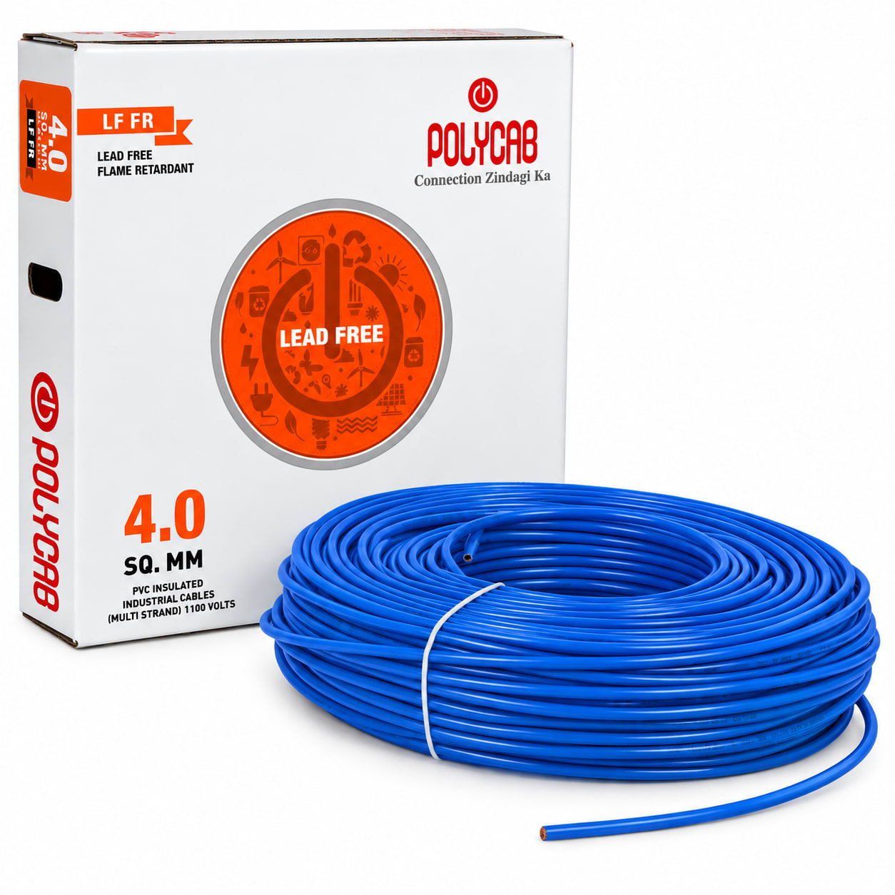 Polycab-LF FR 4.0 Sqmm Copper Wire-180mtr bundel – Blue