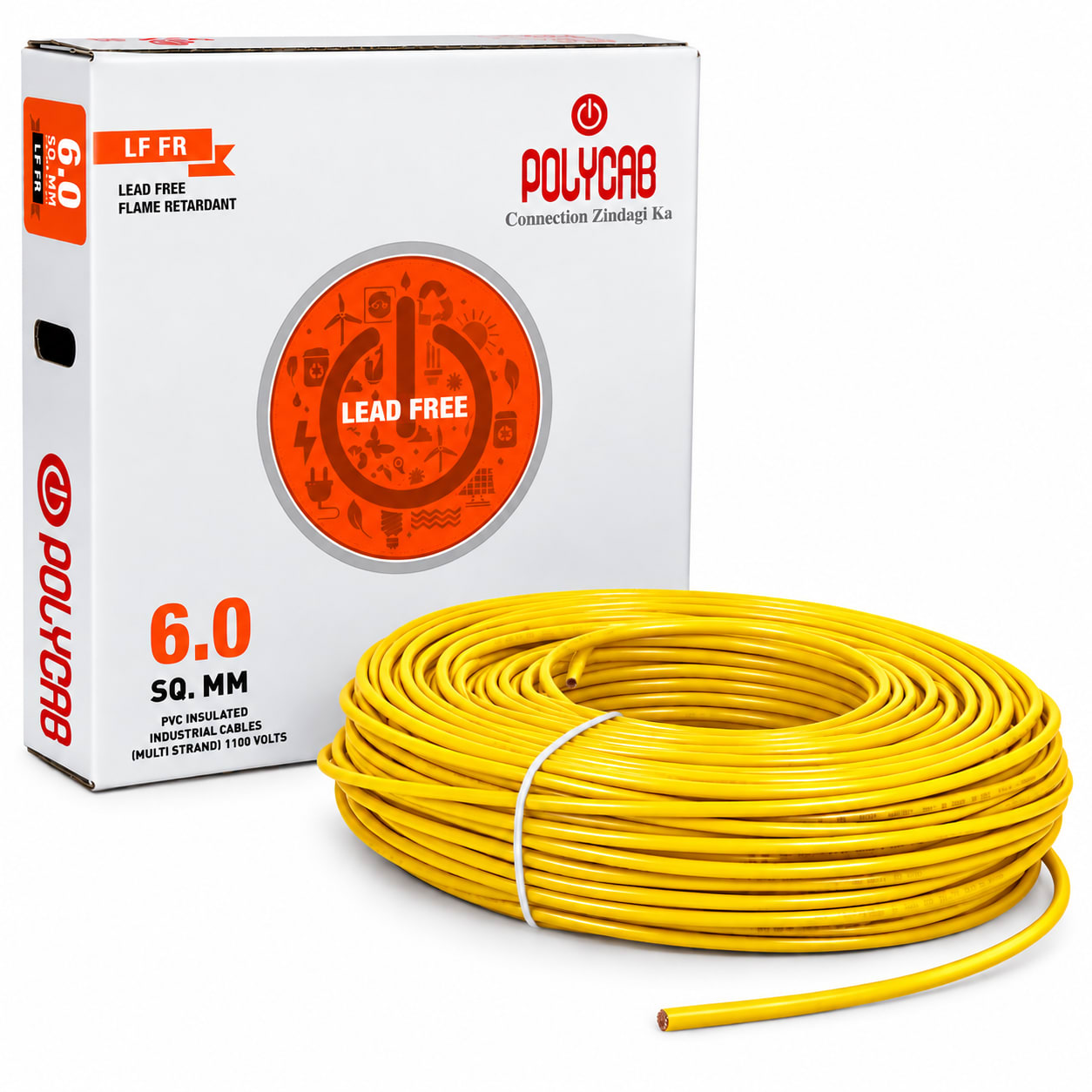 Polycab-LF FR 6.0 Sqmm Copper Wire-180mtr bundel – Yellow