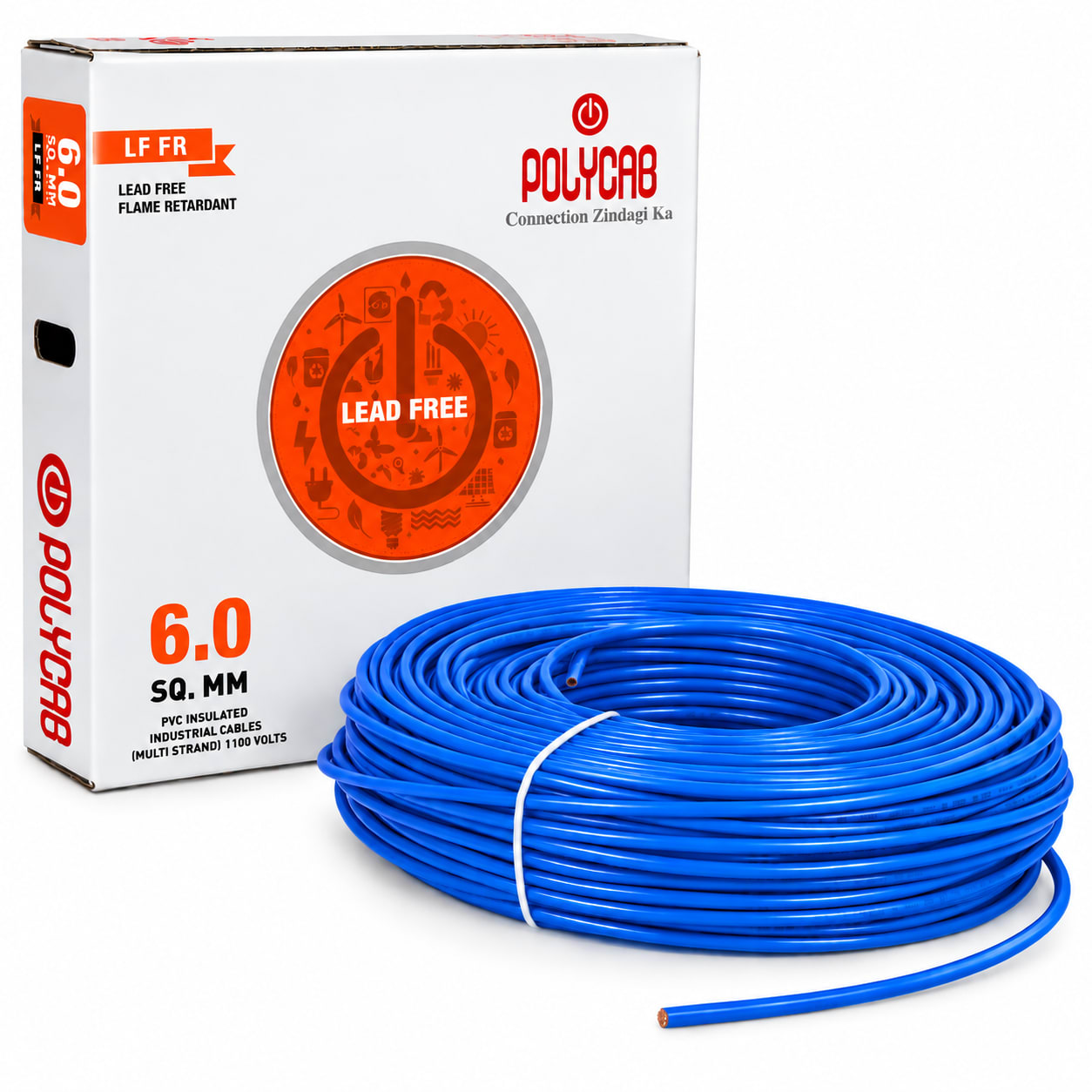 Polycab-LF FR 6.0 Sqmm Copper Wire-180mtr bundel – Blue