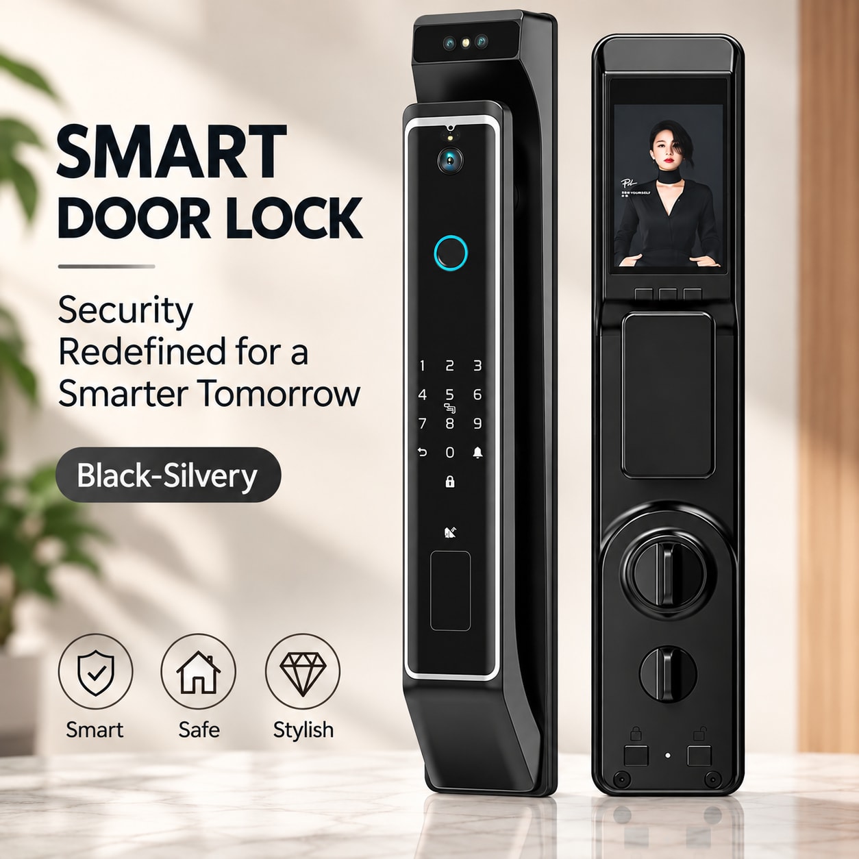 Smart Wooden Door Lock-Pro Series – Black