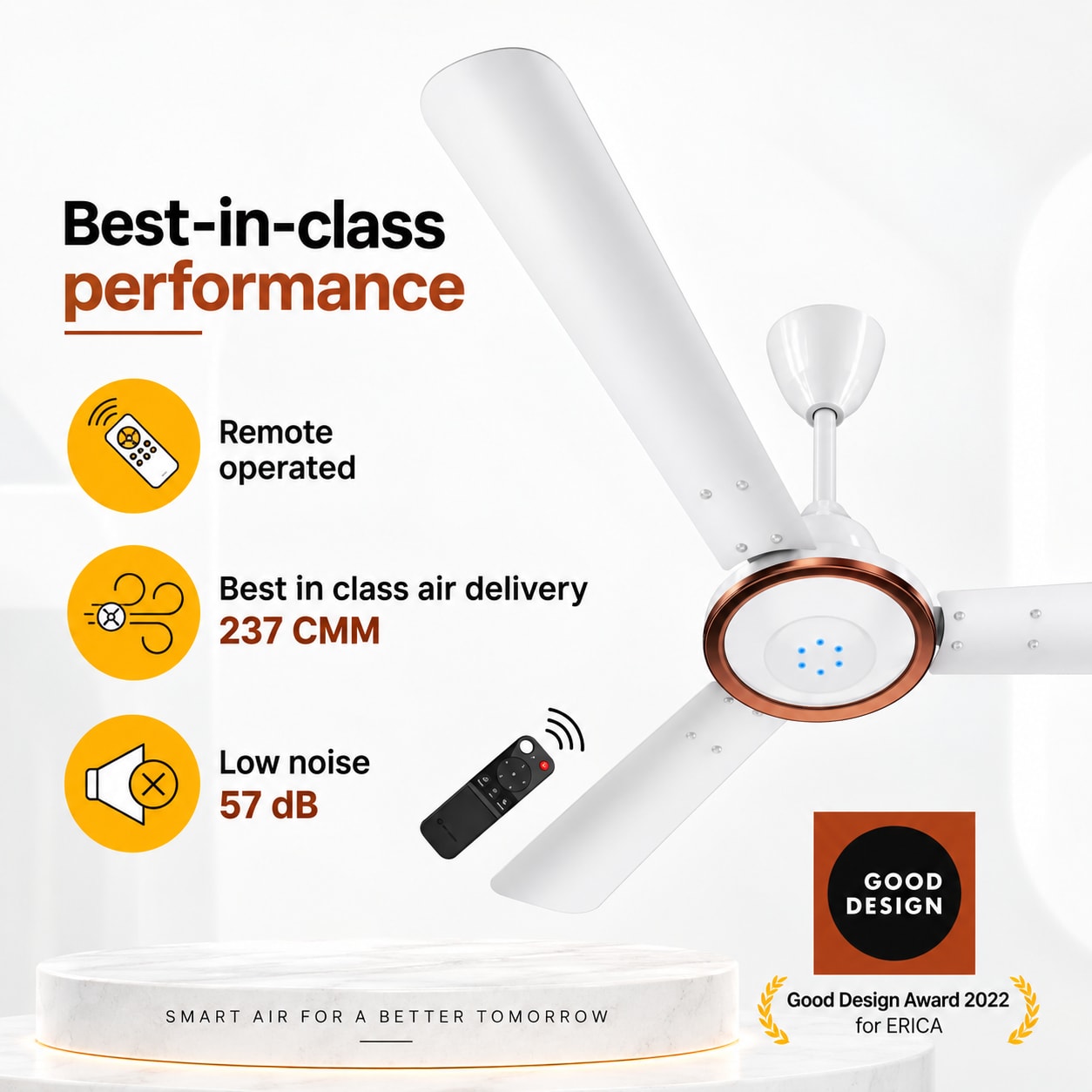 Erica Meta Remote-1230MM – Gloss White Copper Ring