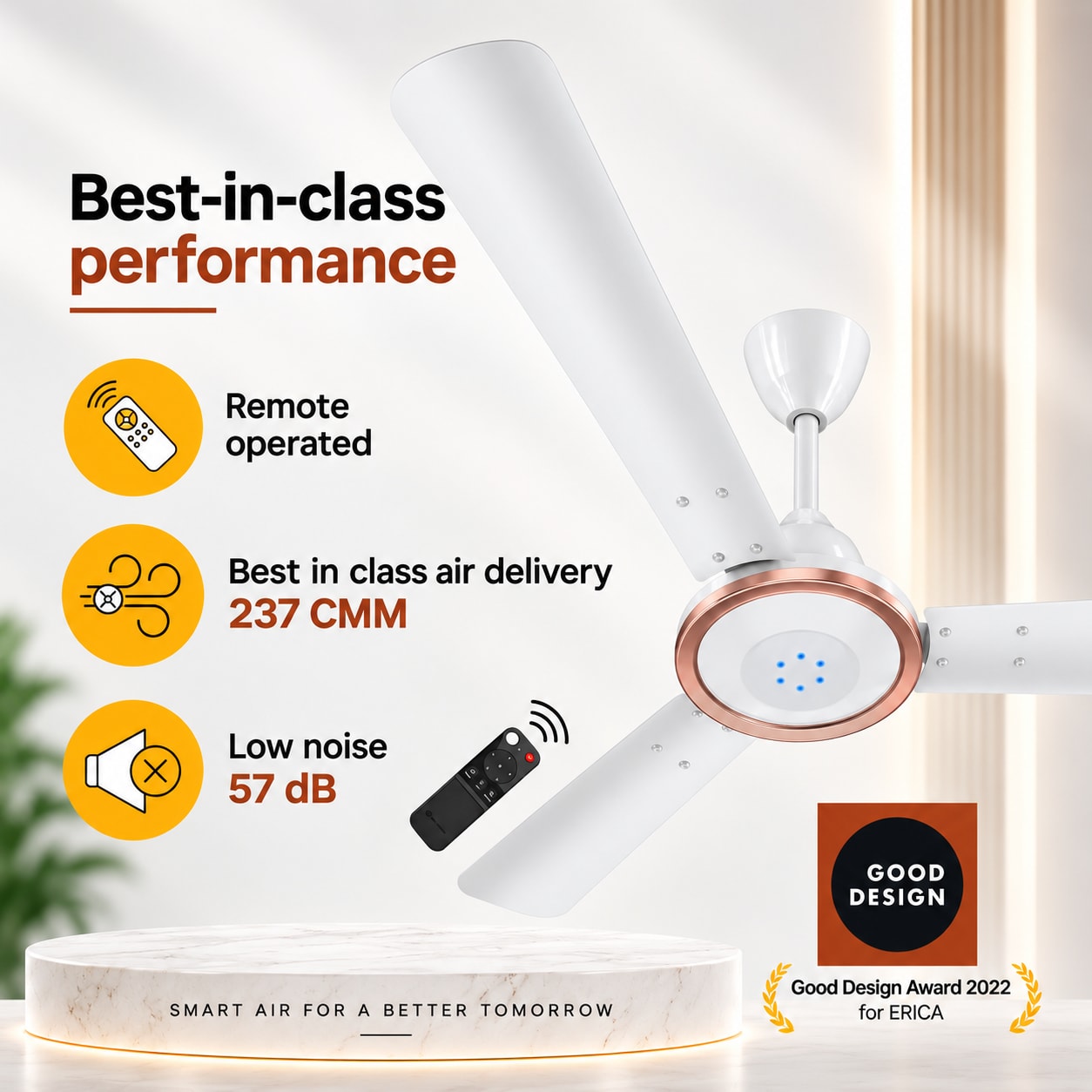 Erica Meta Remote-1230MM – Gloss White Rose Gold Ring