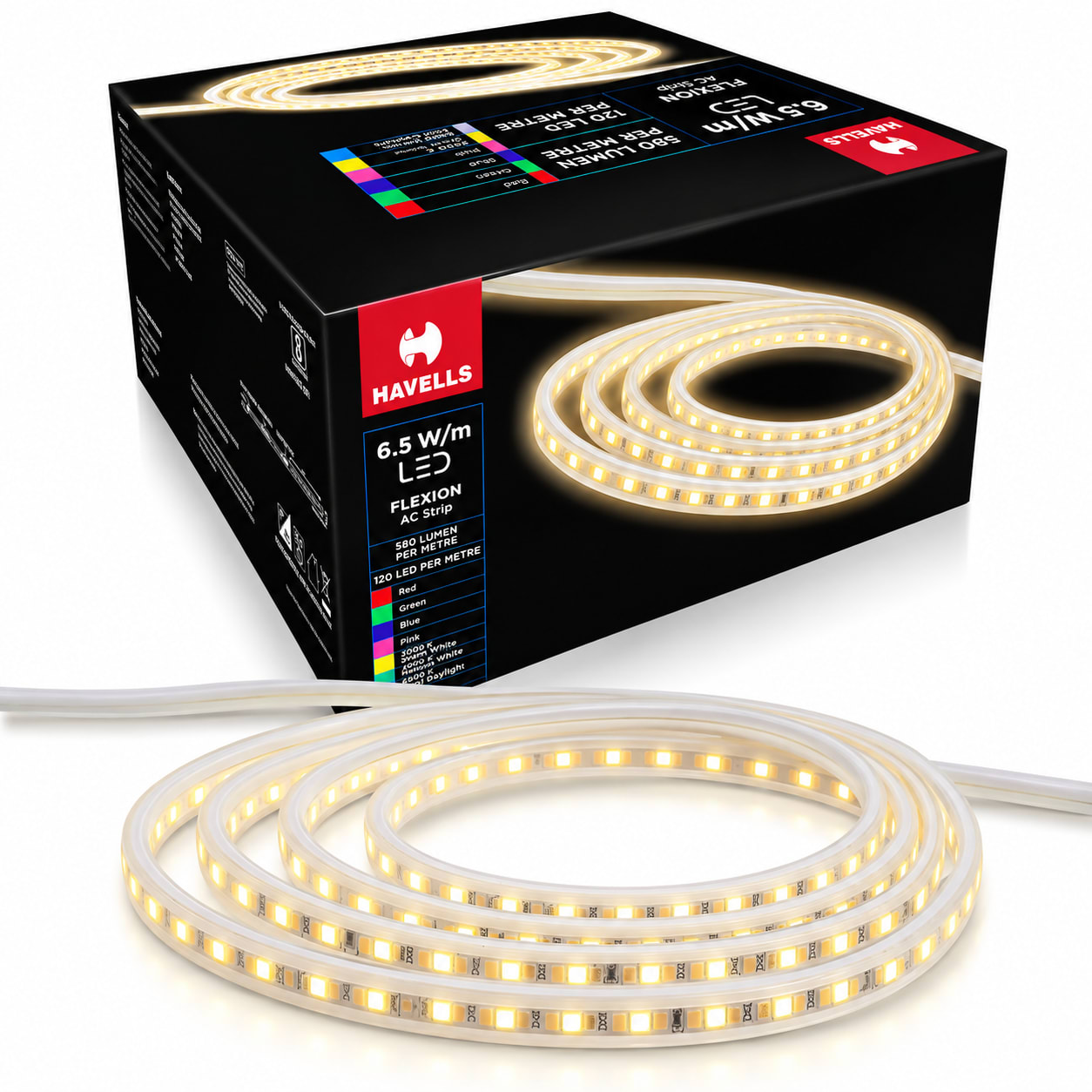 Flexion AC Rope 120 LED Strip IP65 50 m – Warm White