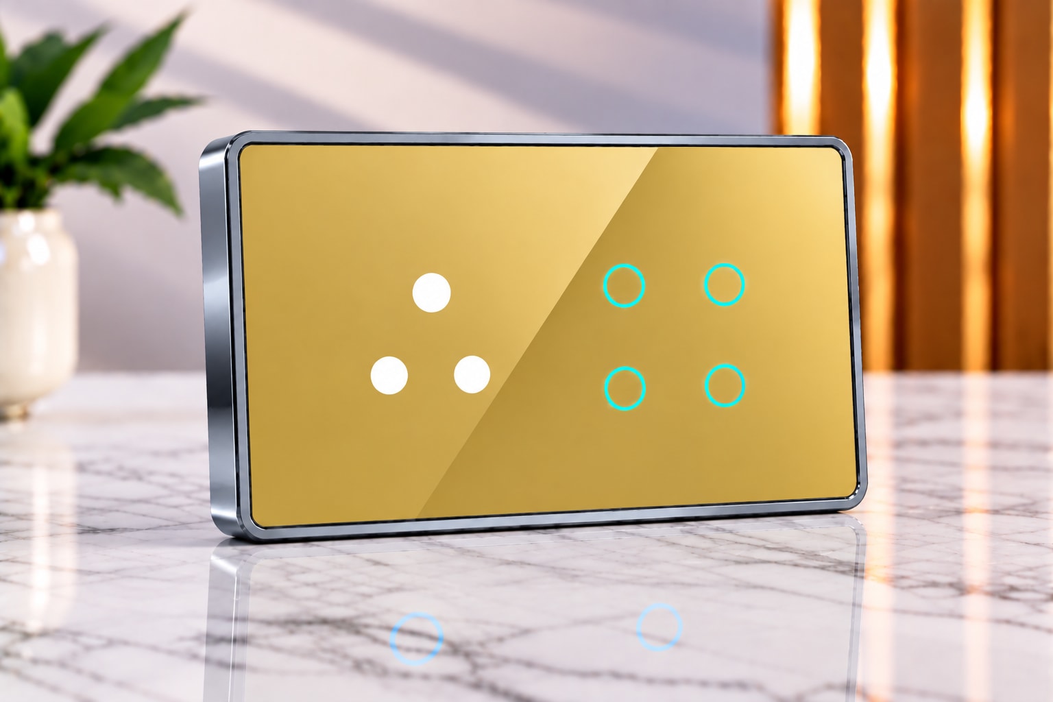 4M-4 Switches 1 Socket (6A)-Edge Glass 