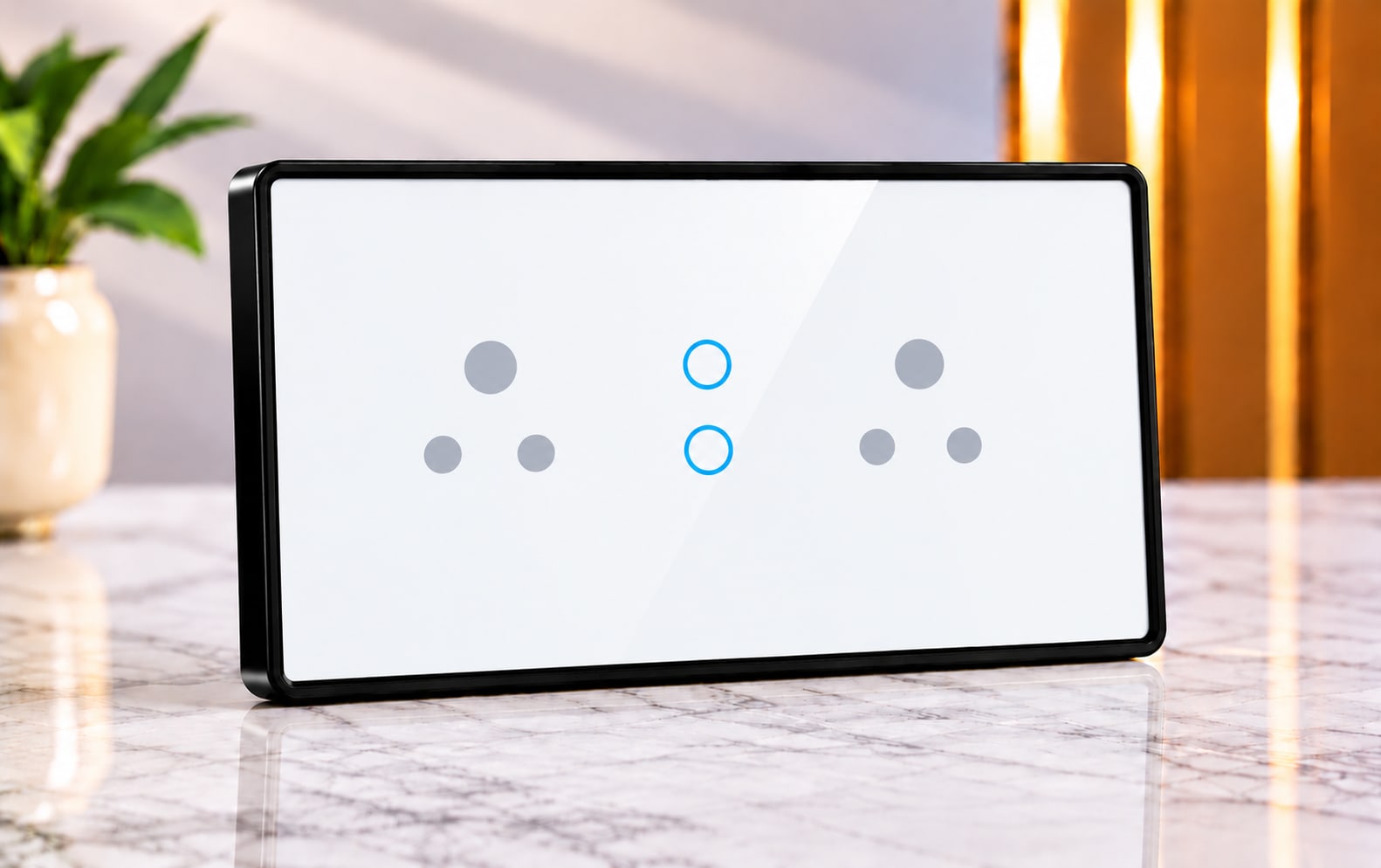 6M-2 Switches 2 Socket (6A)-Edge Glass 