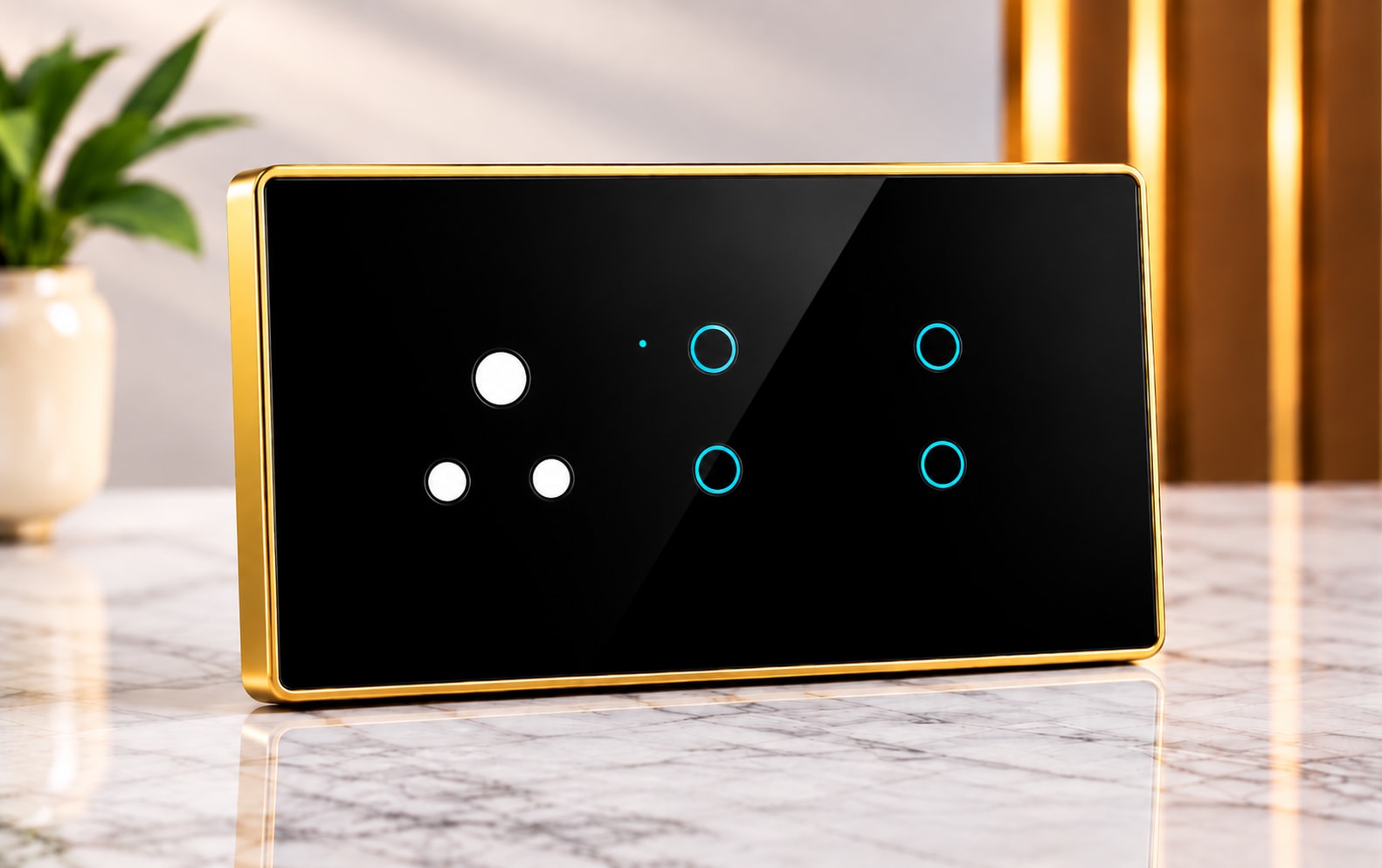 6M-4 Switches 1 Socket (6A)-Edge Glass 