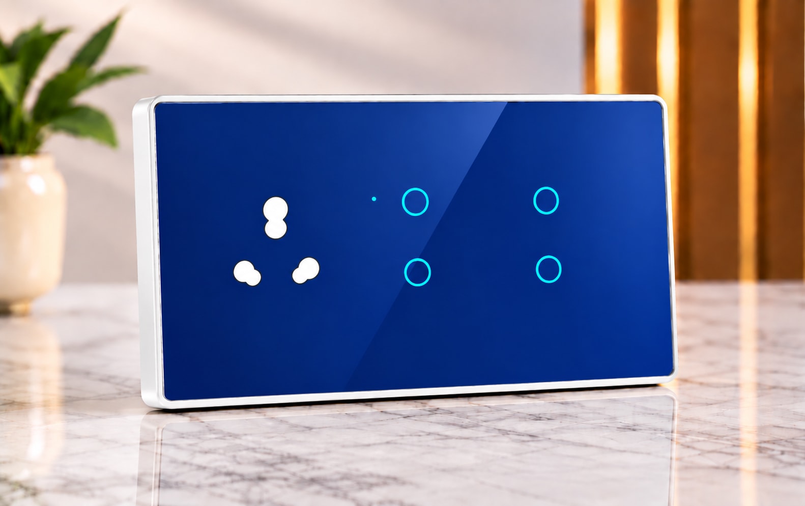 6M-4 Switches 1 Socket (16A)-Edge Glass 