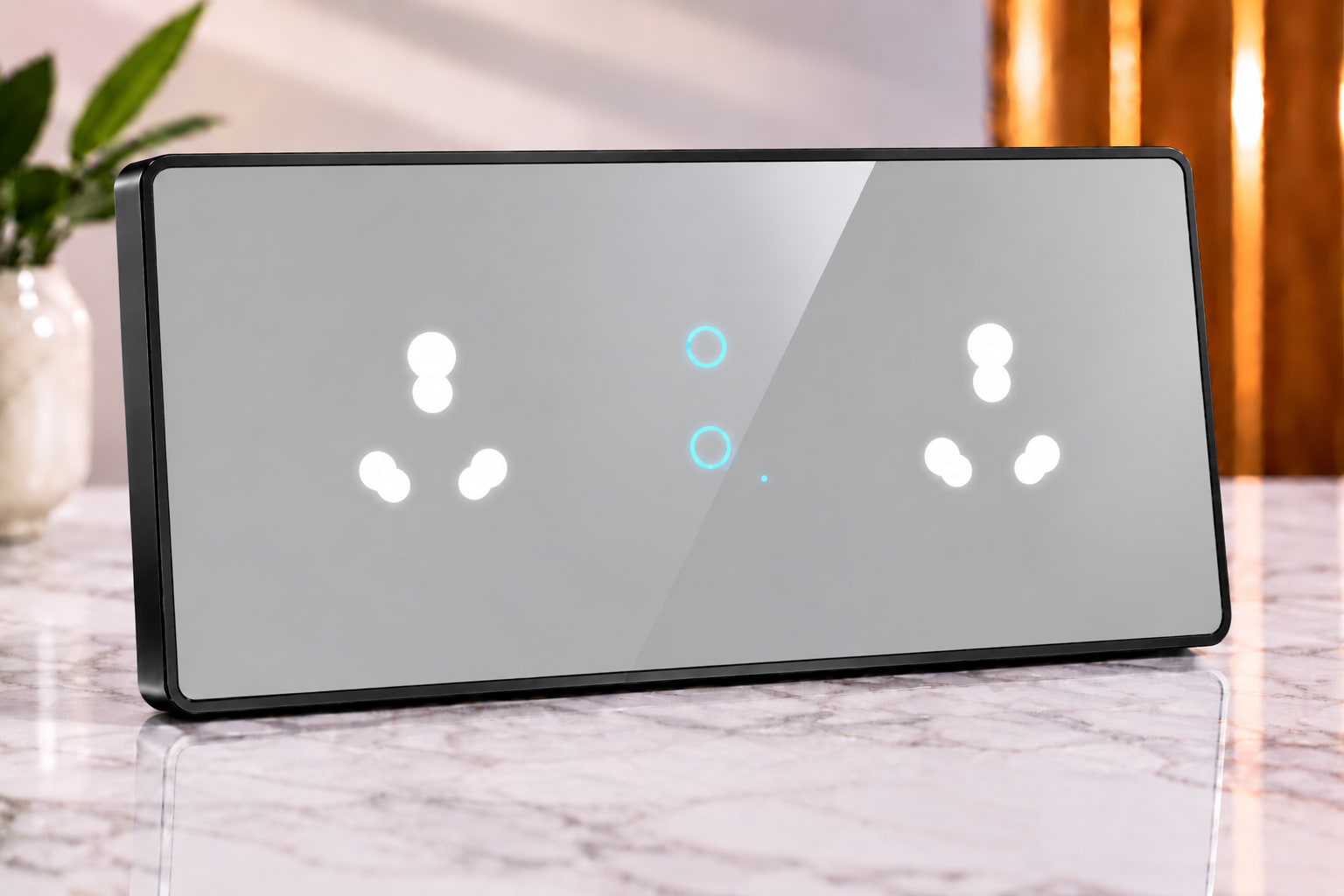 8M-2 Switches (2-16A) 2 Socket (2-16A)-Edge Glass 
