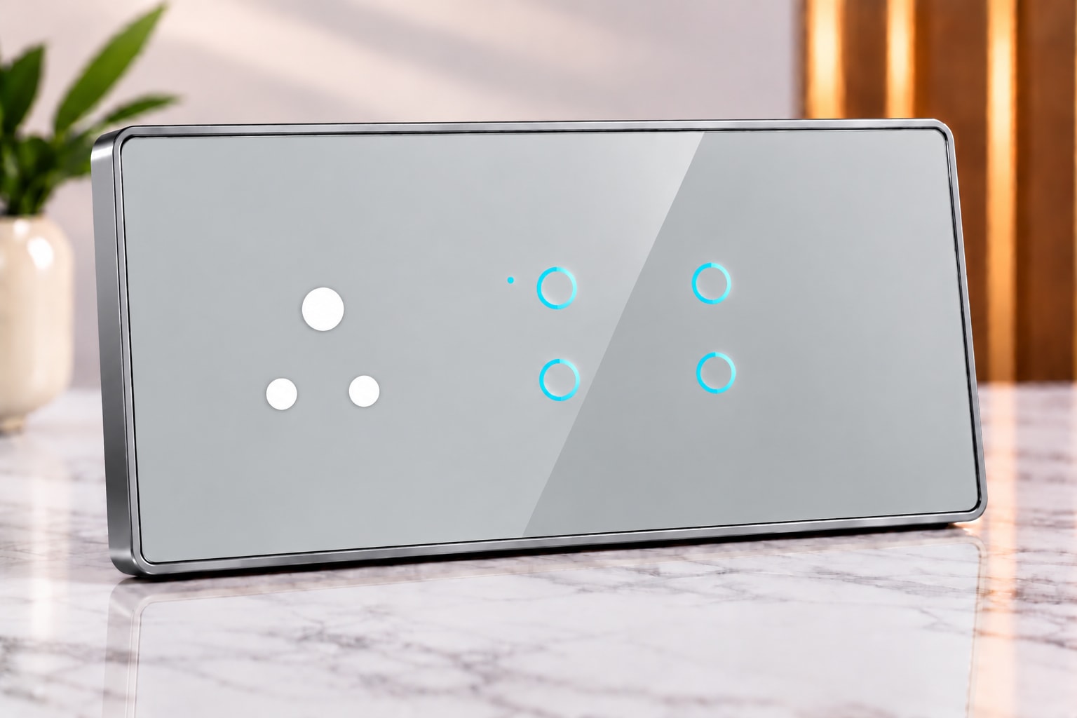8M-4 Switches 1 Socket (6A)-Edge Glass 