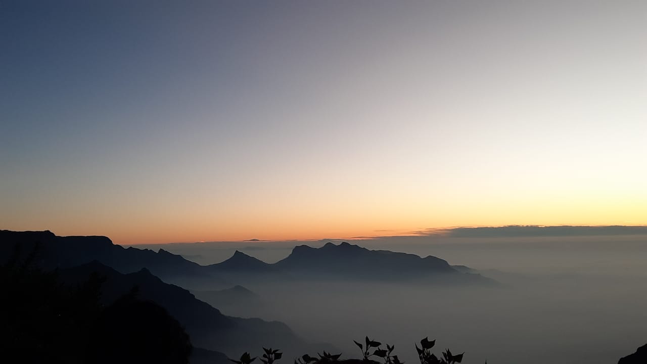 Misty morning view from tent at Camp Lake Point Munnar