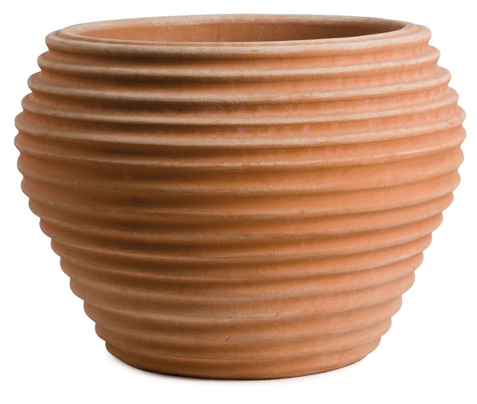 Impruneta terracotta ribbed rounded pot