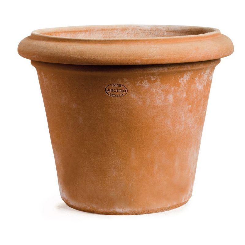 Impruneta terracotta plain v-shaped pot with rim