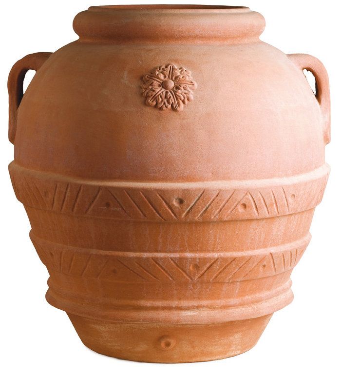 Impruneta Terracotta Olive Jar with decorative double bands and double handles