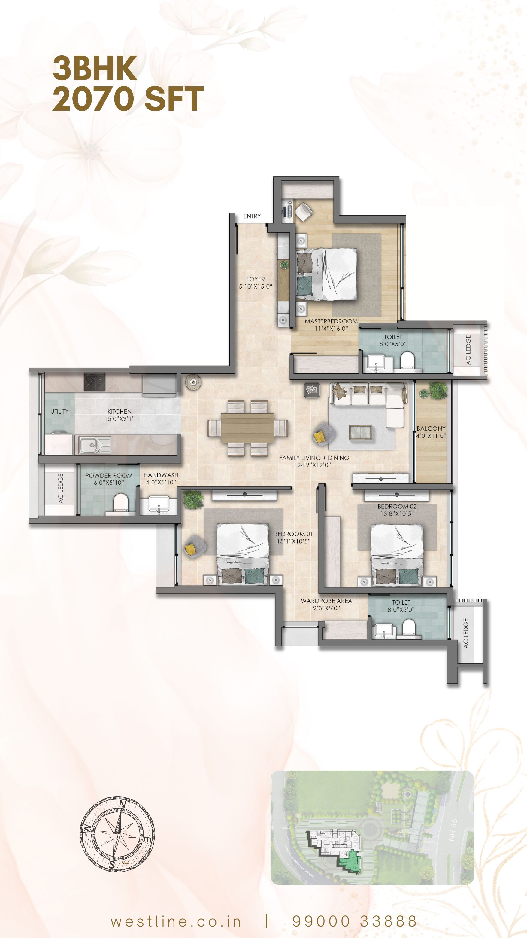 3 BHK Floor Plan