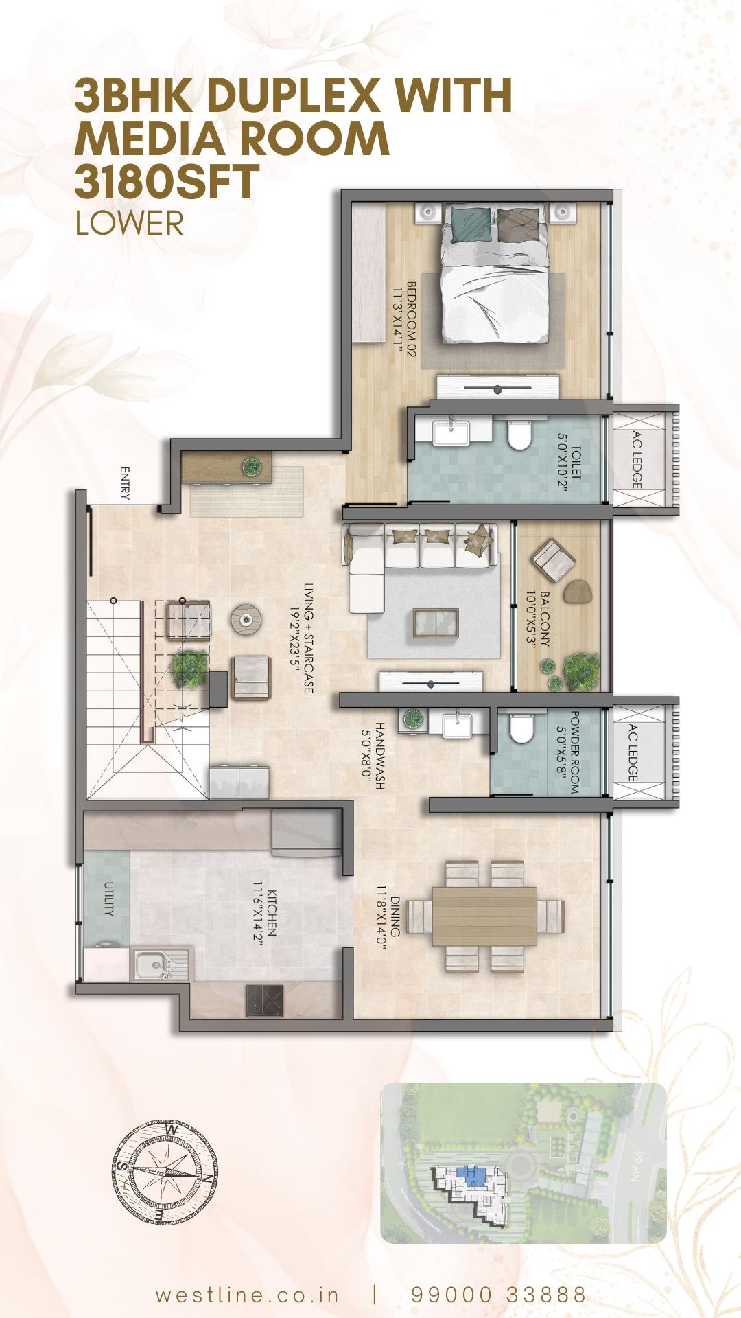 3 BHK Duplex T1 Lower