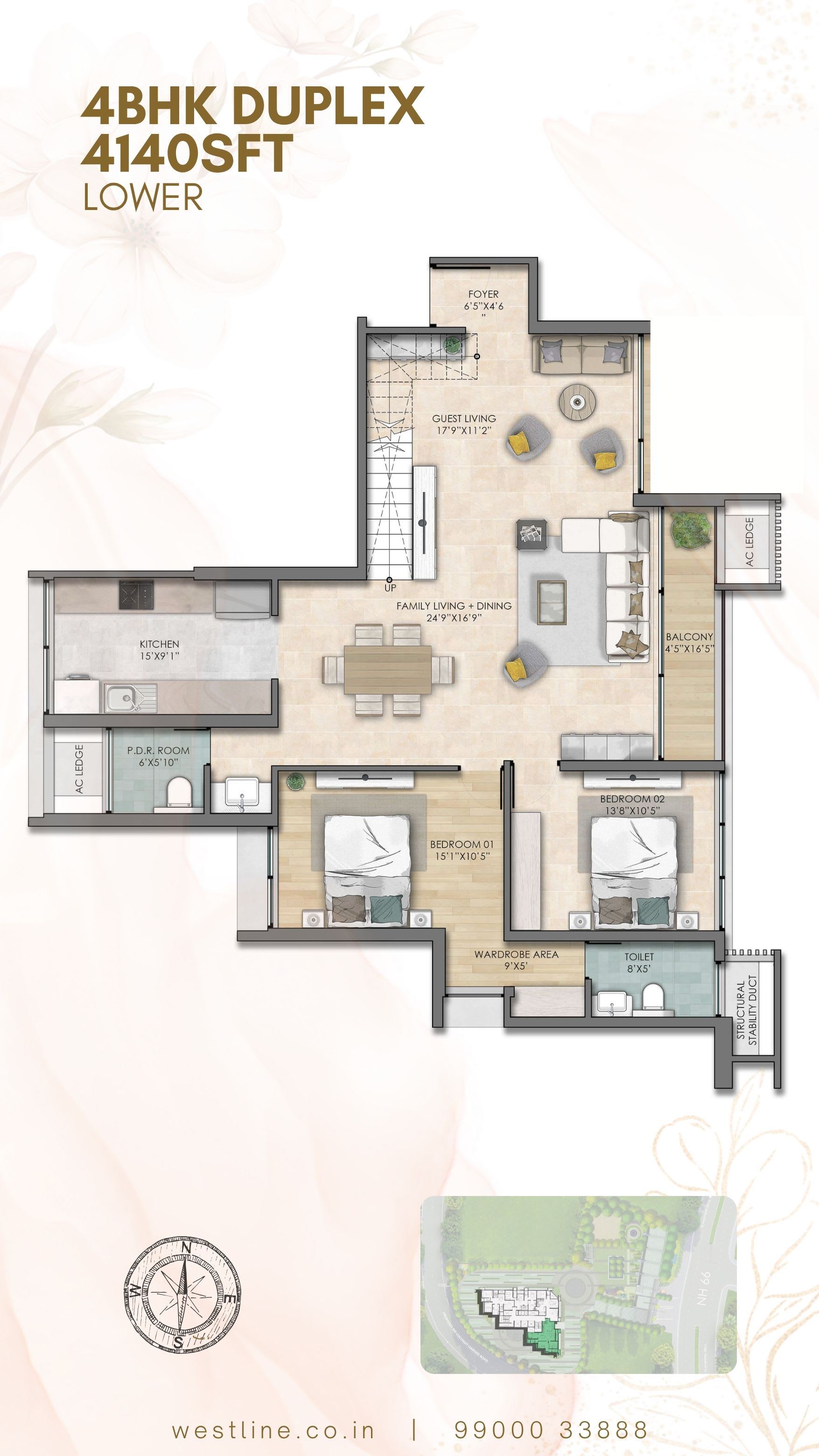 4 BHK Duplex Type 2 Lower