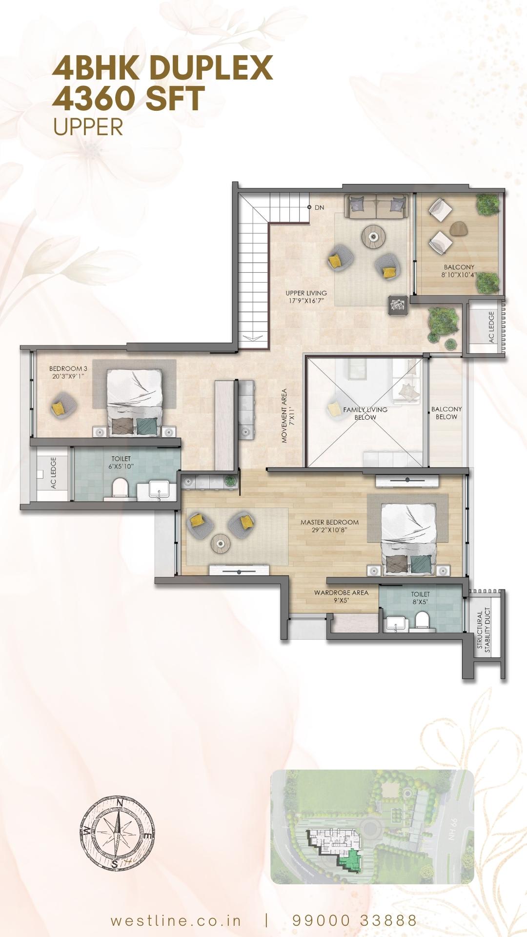 4 BHK Duplex Type 3 Upper