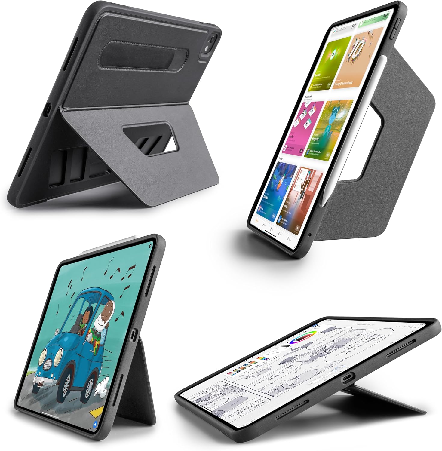 Case for 11-inch iPad Pro (M5/M4) 2025/2024, adjustable magnetic case with lectern function BLACK