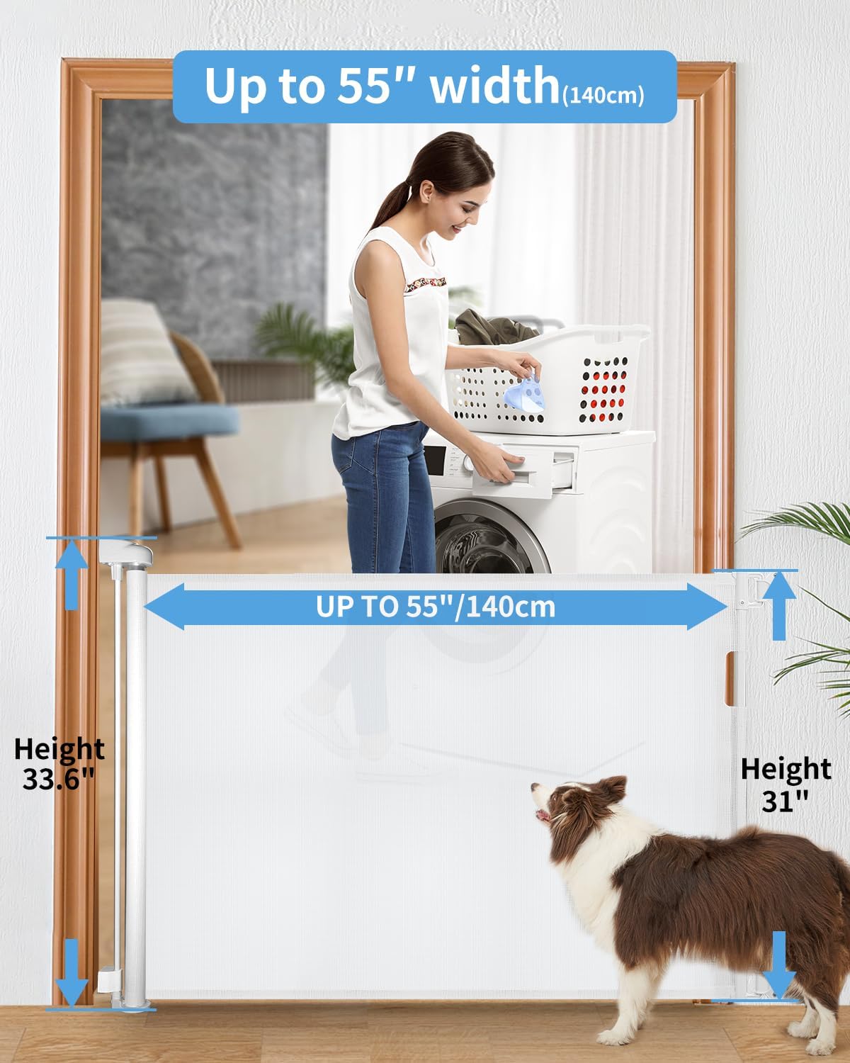 Retractable Baby Gate for Stairs – 33” Height for sale in Sealy, TX