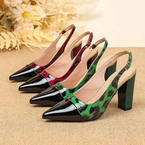 Two-Tone Cap-Toe Slingback Heels