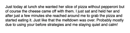 Parent testimonial