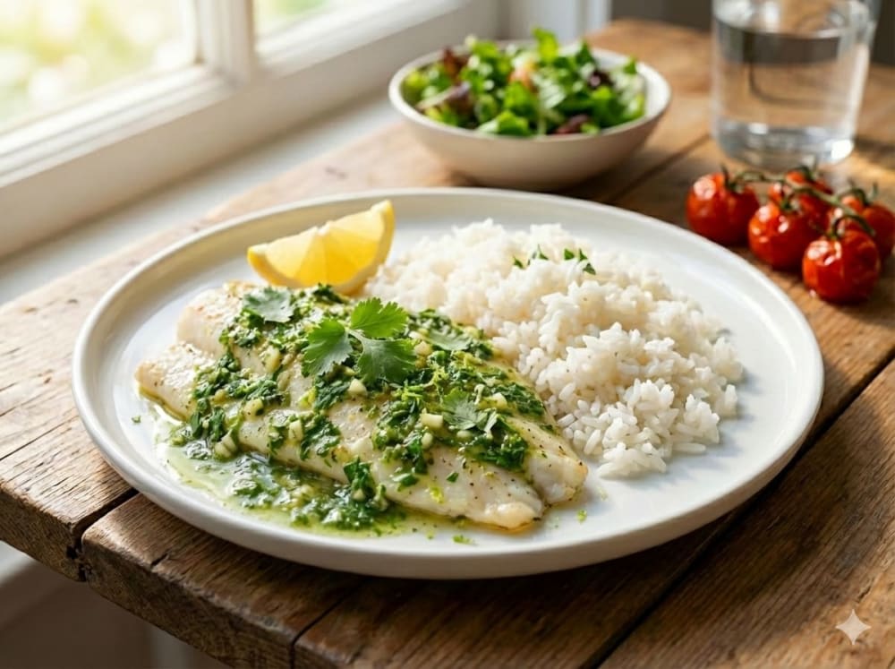 Pescado al Cilantro servido en plato