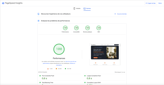 Performance et rapidité de chargement optimales
