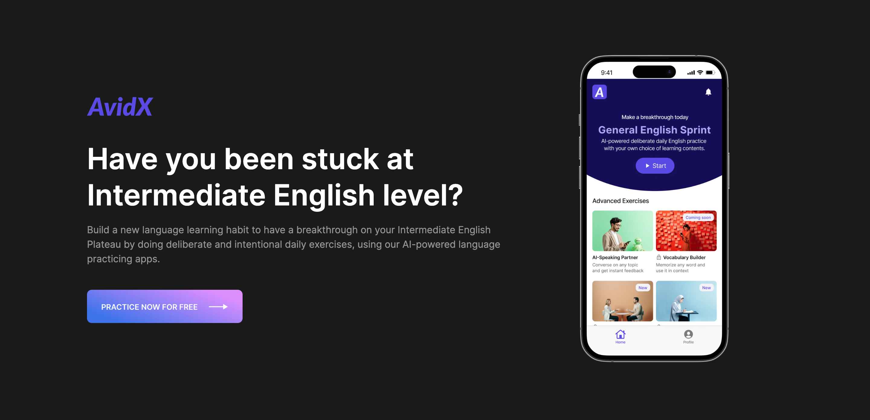 Preview of AvidX - Landing Page