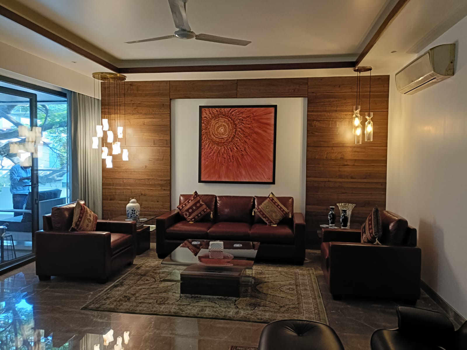 Luxury Modern Living Room with Bespoke Wood Detailing