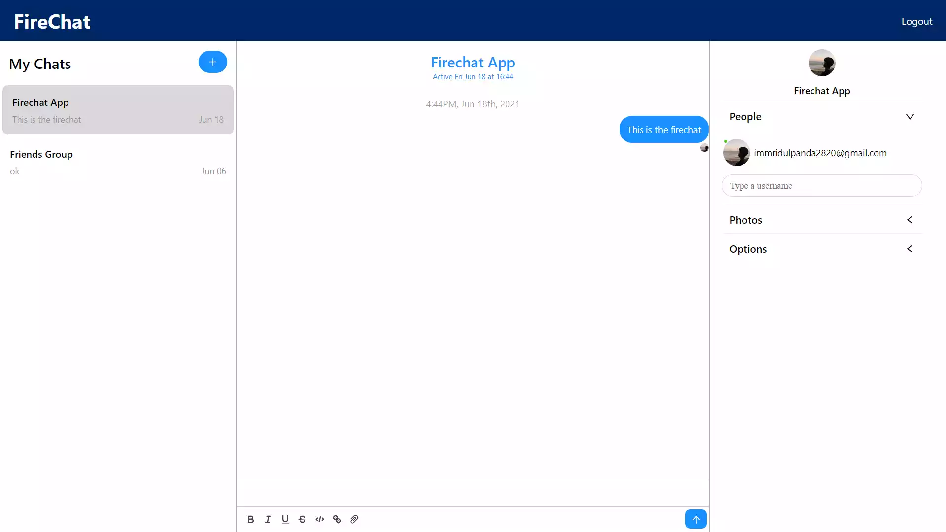 FireChat   Firebase Chat App with React JS and Chat Engine