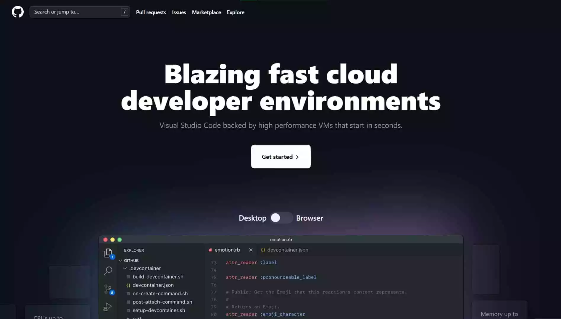 Github Codespaces Home Page Clone with Next.js and TailwindCSS