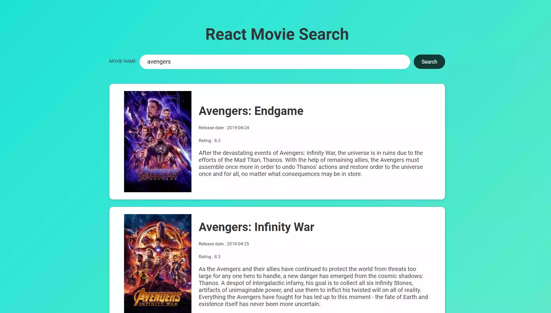 React Movie Search