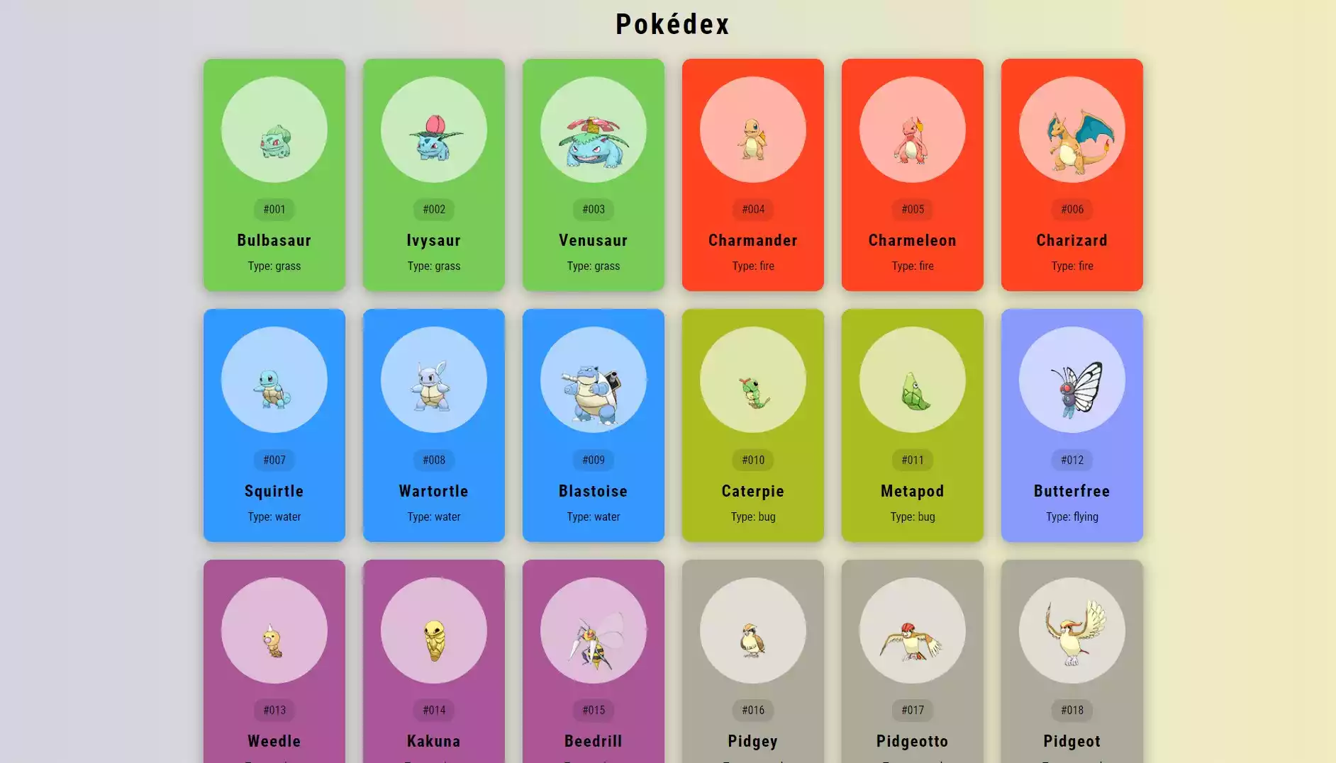 Pokedex using HTML, CSS and JavaScript