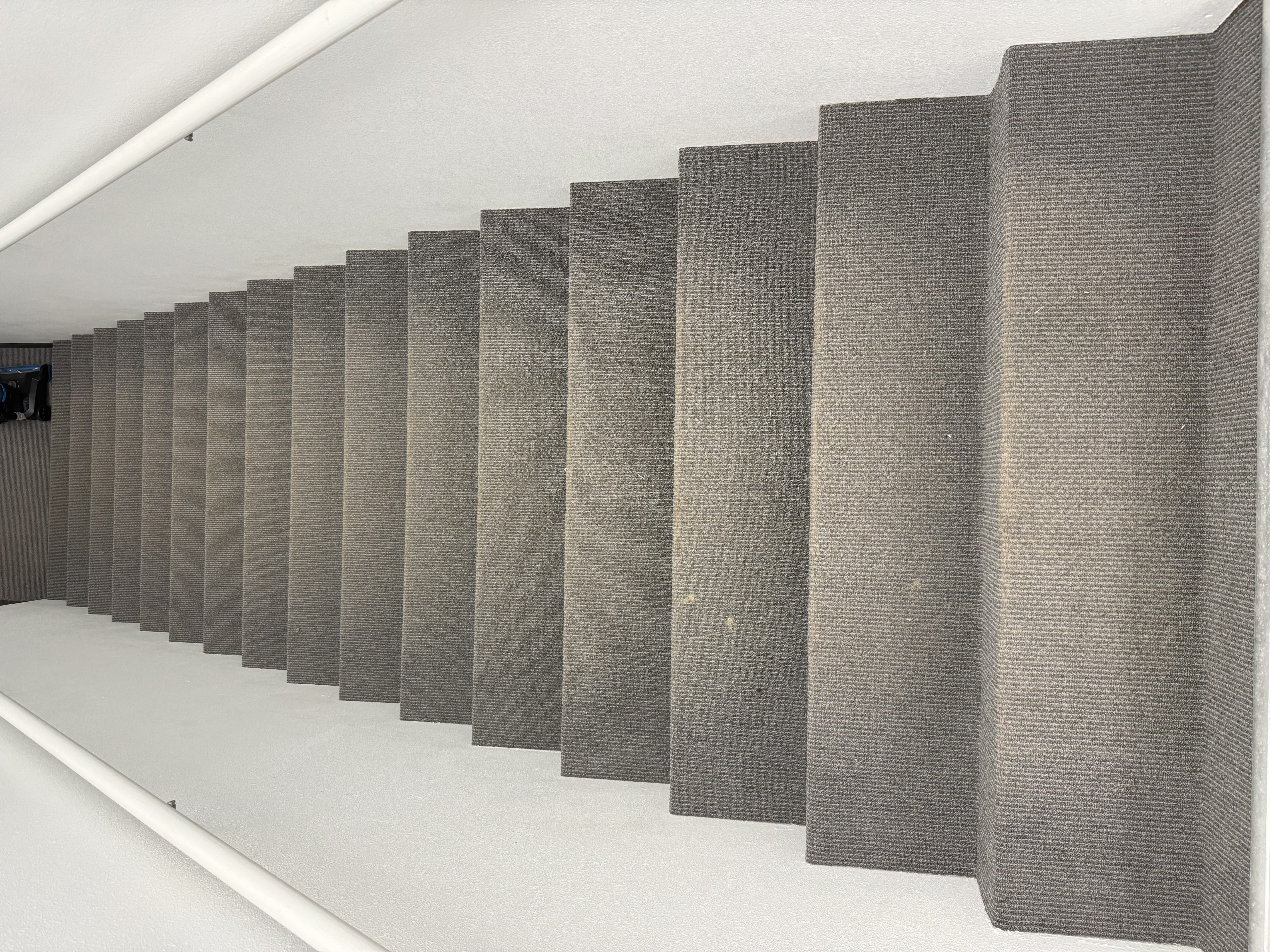 Carpet on stairs going down before cleaning