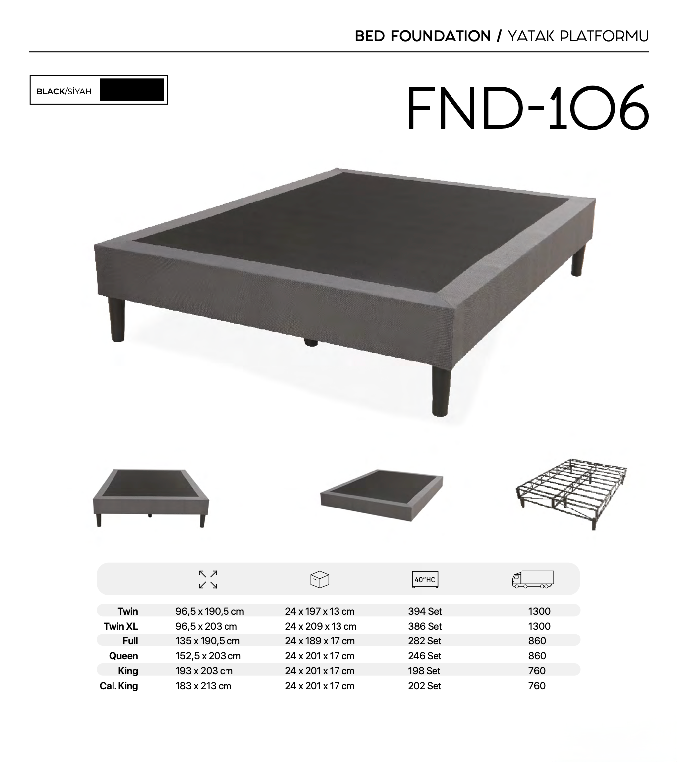 Fabric Covered Bed Foundation – FND-106 1