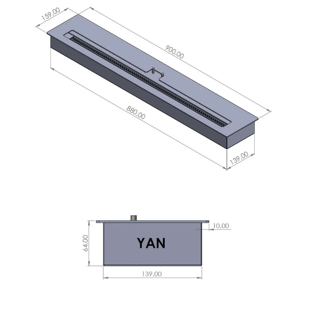 Bioethanol Fireplace Burner 90 cm  thumbnail 2